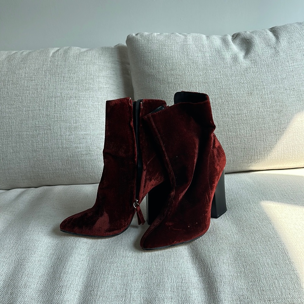 Red velvet Zara booties
